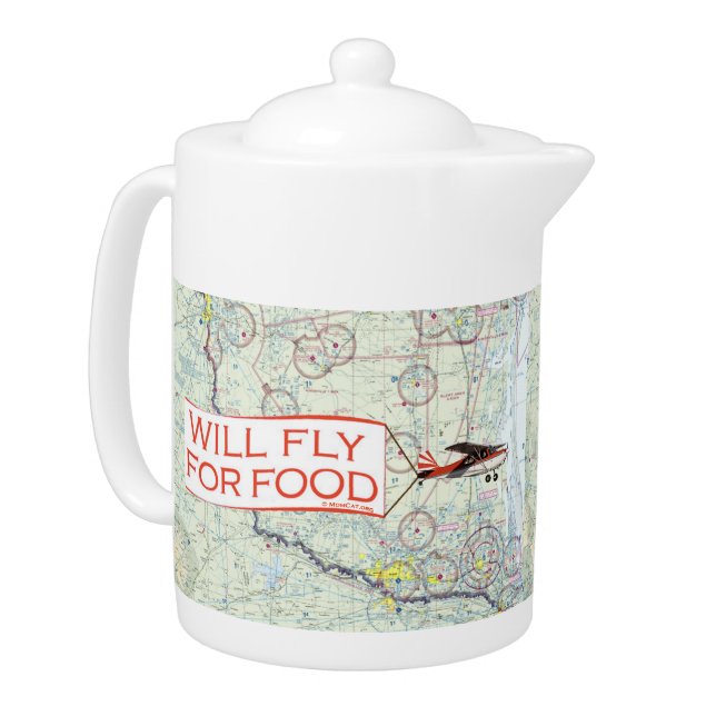 Will Fly for Food Teapot (Left)