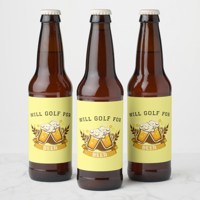 Will GOLF for beer | customizable Bottle Label (Bottles)