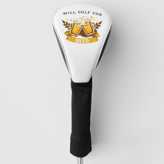 Will GOLF for BEER | Personalized  Golf Head Cover (Front)