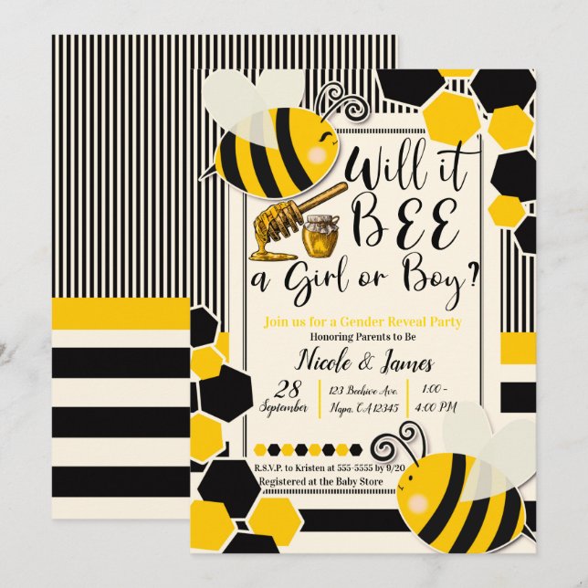 Will it BEE Baby Shower Gender Reveal Invitation (Front/Back)