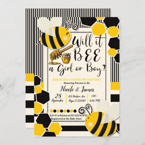 Will it BEE Baby Shower Gender Reveal Invitation