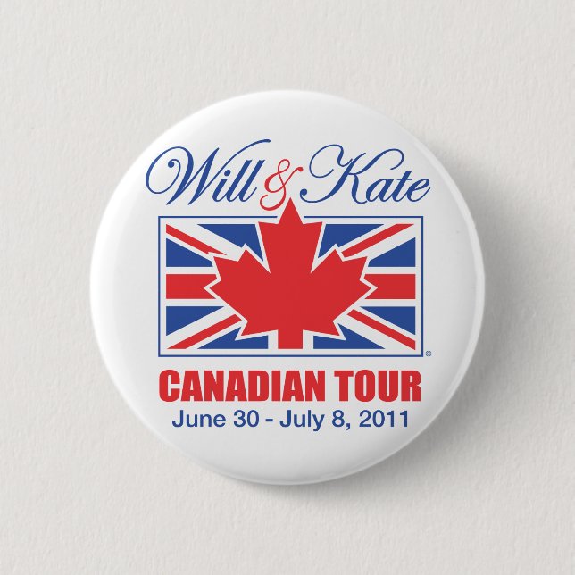 WILL & KATE CANADIAN TOUR PINBACK BUTTON (Front)