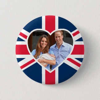 Will, Kate, Prince George - British Flag Button