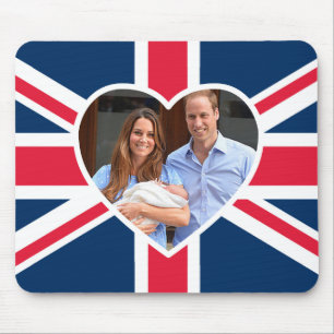 Will, Kate, Prince George - British Flag Mouse Pad