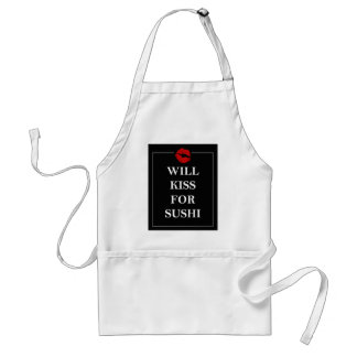Will Kiss for Sushi Gift Ideas Unique Art Print Adult Apron