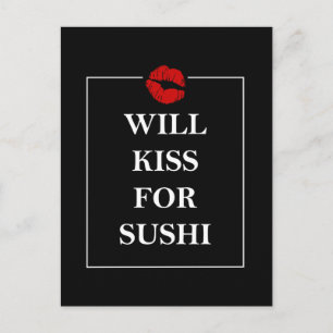 Will Kiss for Sushi Original Print Gift Design Postcard
