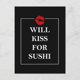 Will Kiss for Sushi Original Print Gift Design Postcard