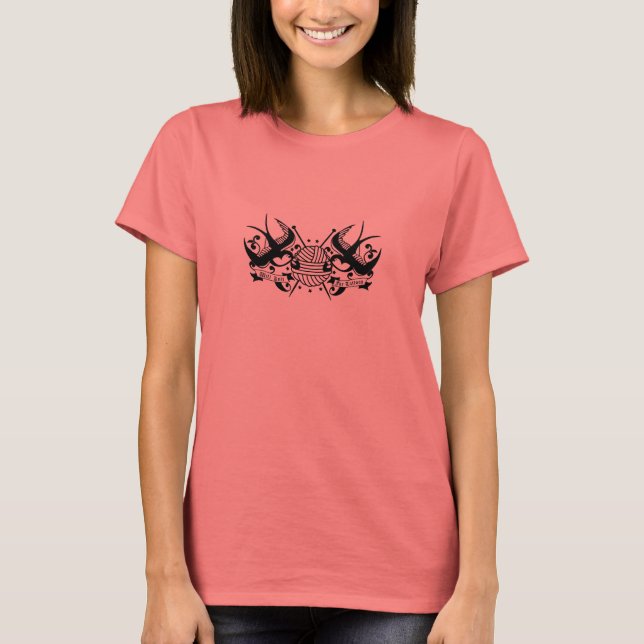 Will Knit for Tattoo Ringer T-Shirt (Front)