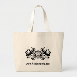 Will Knit for Tattoos Large Tote Bag