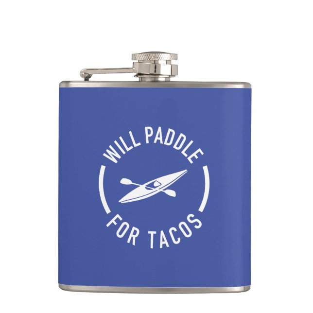 Will Paddle For Tacos Flask (Front)