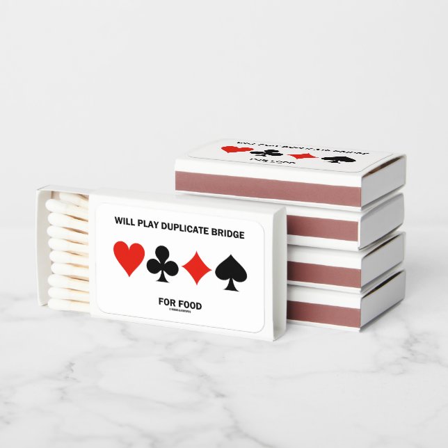 Will Play Duplicate Bridge For Food 4 Card Suits Matchboxes (Stacked)