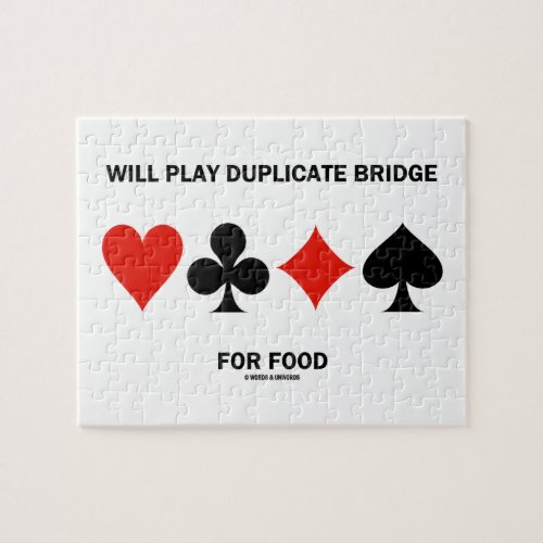 Will Play Duplicate Bridge For Food Card Suits Jigsaw Puzzle