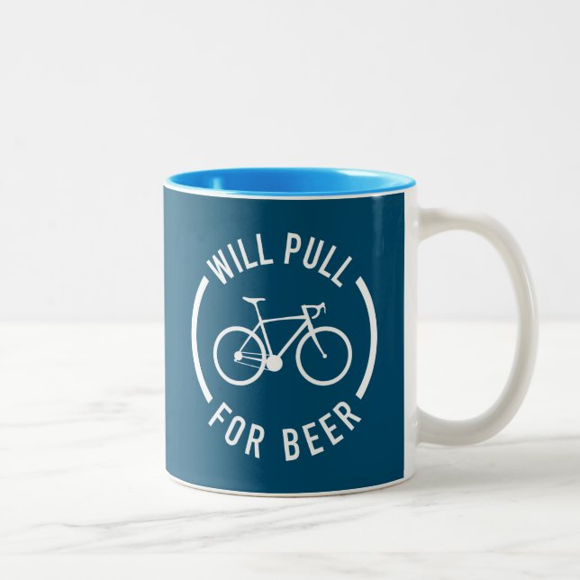 Will Pull For Beer Cycling Two-Tone Coffee Mug (Right)