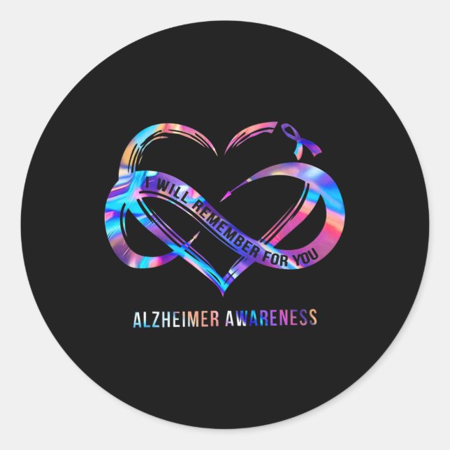 Will Remember For You Alzheimerheimer Awareness 1  Classic Round Sticker (Front)