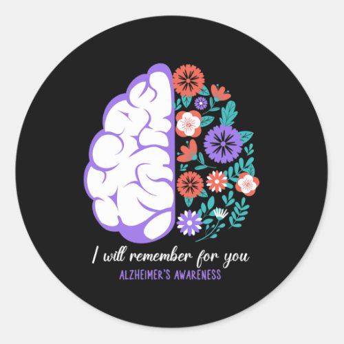 Will Remember For You Alzheimerheimers Awareness  Classic Round Sticker