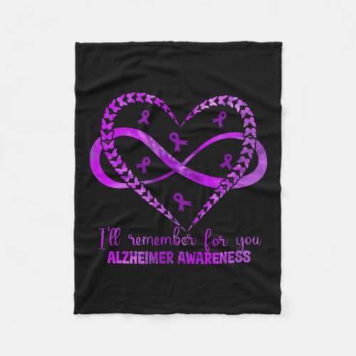 Will Remember For You Heart Alzheimerheimers Aware Fleece Blanket