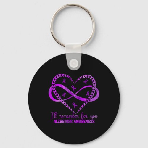 Will Remember For You Heart Alzheimerheimers Aware Keychain