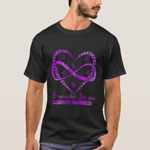 Will Remember For You Heart Alzheimerheimers Aware T_Shirt