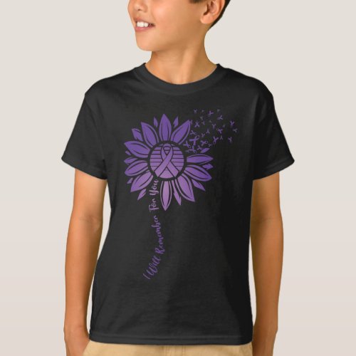 Will Remember For You Purple Sunflower Alzheimerhe T_Shirt