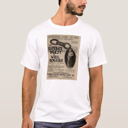 Will Rogers 1920 silent movie exhibitor ad T_Shirt