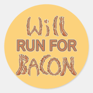 WILL RUN FOR BACON Running Tees & Gear Classic Round Sticker