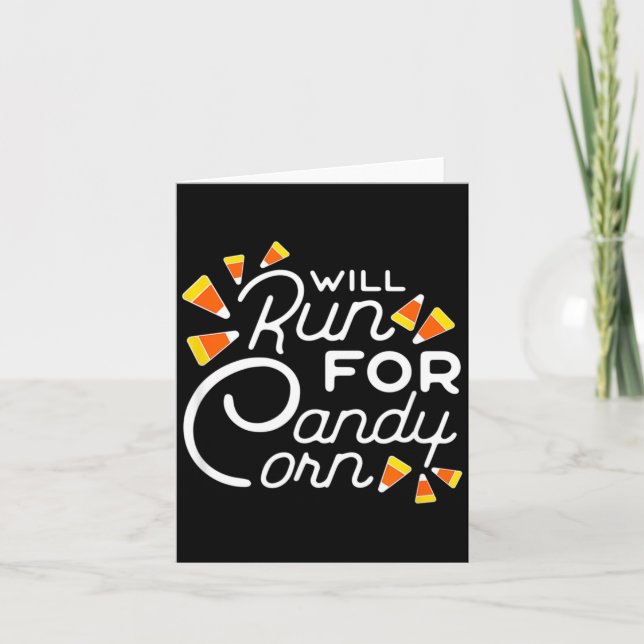 Will Run for Candy Corn Marathon Halloween Funny Card (Front)