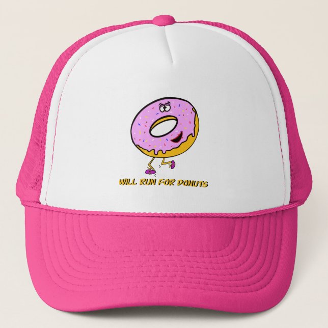 Will run for donuts  trucker hat (Front)