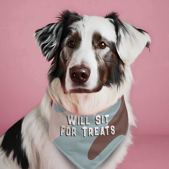 Will Sit for Treats Funny Dog Pet Bandana Collar (Creator Uploaded)