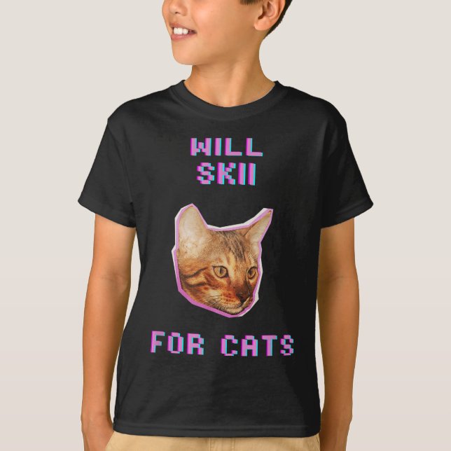 Will Skiing For Cats Funny Winter Snow Adventure  T-Shirt (Front)