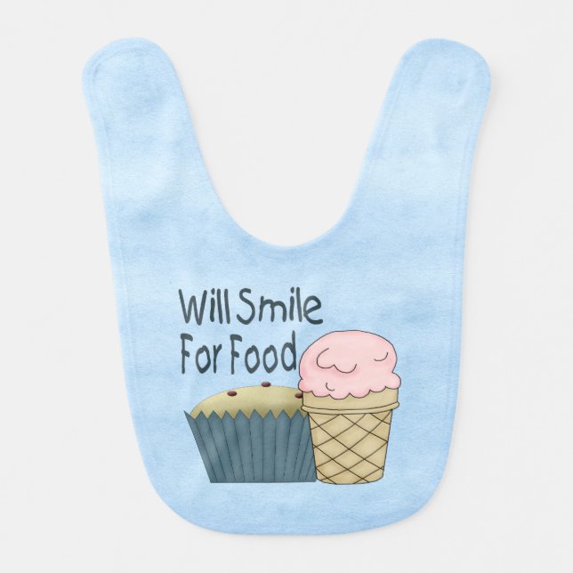 Will Smile for Food Baby Bib (Front)