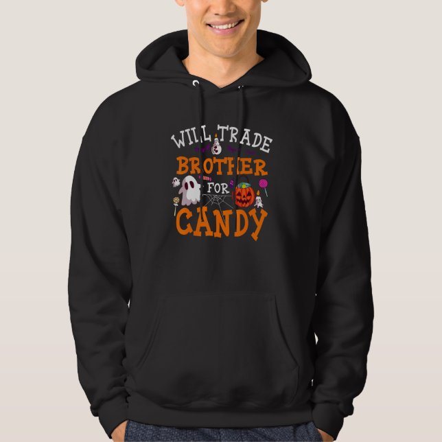 Will Trade Brother For Candy Pumpkin Lantern Hallo Hoodie (Front)