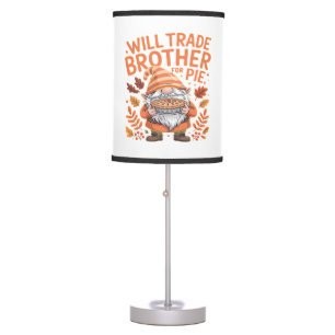 Will Trade Brother For Pie Gnomes Thanksgiving Day Table Lamp