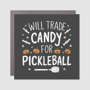 Will Trade Candy For Pickleball Spooky Halloween   Car Magnet