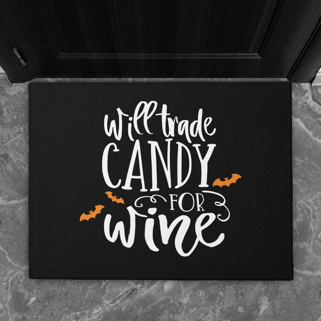 Will Trade Candy for Wine | Cute Halloween Humor Doormat (Creator Uploaded)