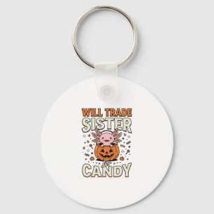 Will Trade Sister for Candy Axolotl Halloween Desi Keychain