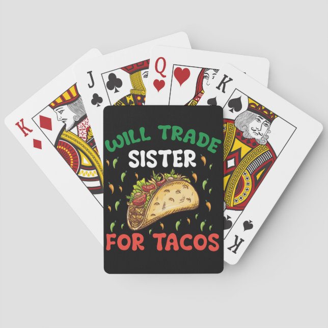 Will Trade Sister For Tacos Cinco De Mayo Party Poker Cards (Back)
