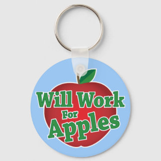 Will Work for Apples Keychain