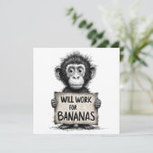 Will Work for Bananas - Humorous Monkey Sketch (Standing Front)