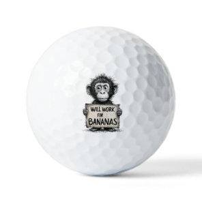 Will Work for Bananas - Humorous Monkey Sketch Golf Balls
