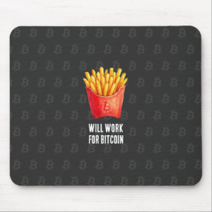 Will Work For Bitcoin (Black) Mouse Pad