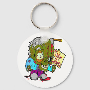Will Work for Brains Keychain