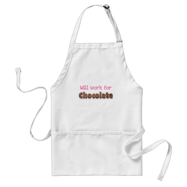 Will work for chocolate funny humor adult apron (Front)