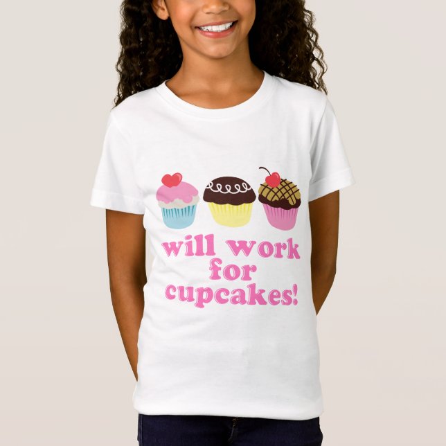 Will Work for Cupcakes Kids T-Shirt (Front)