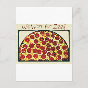 Will Work for Pizza Postcard