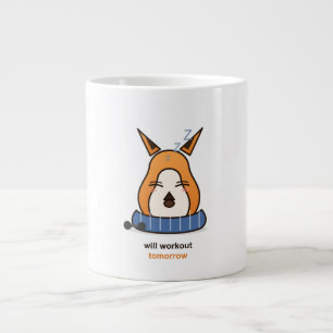 Will Workout Tomorrow Funny Fox Gym Humor Giant Coffee Mug