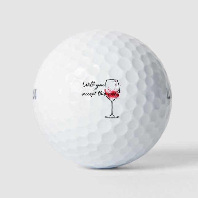 Will You Accept This Rose Charming Proposal Design Golf Balls (Front)