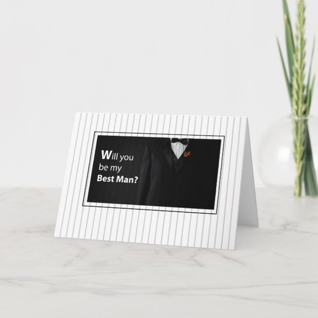 Will You Be Best Man Invitation Request, Black Tux (Front)