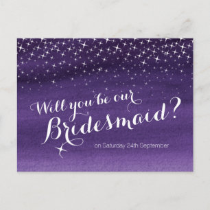 Will you be bridesmaid starry sky wedding announcement postcard