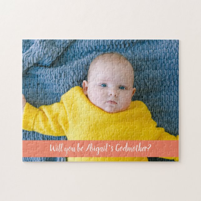 Will You Be Godmother Proposal with Photo Jigsaw Puzzle (Horizontal)