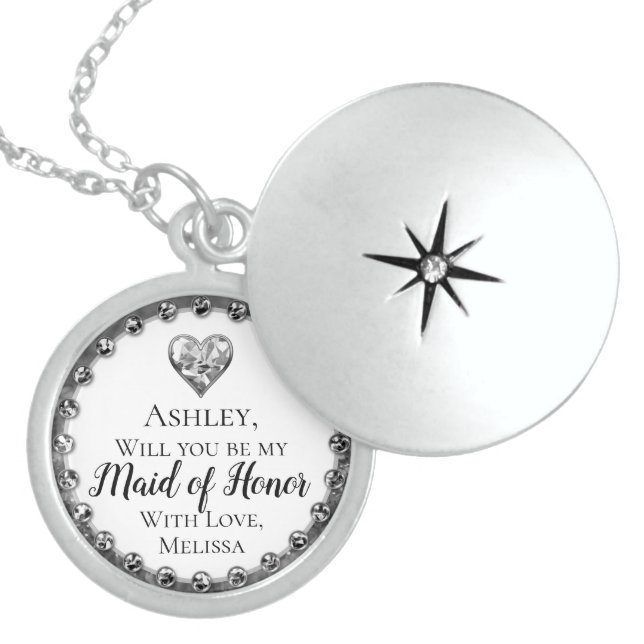  Will You Be Maid of Honor Locket Necklace (Front)